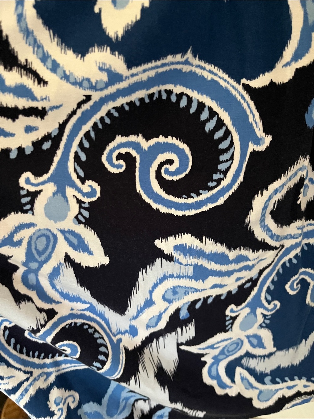 Chico's v neck sleeveless Navy, Light Blue & White Swirl Midi Dress size 3 14/16 - Picture 10 of 10
